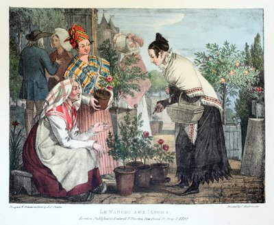 Le Marché aux Fleurs, publicado por Rodwell y Martin, 1820 de John James Chalon